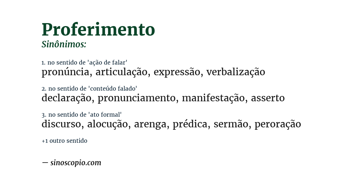 Sinônimo de proferimento
