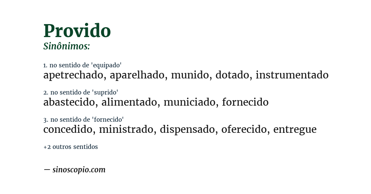 Sinônimo de provido