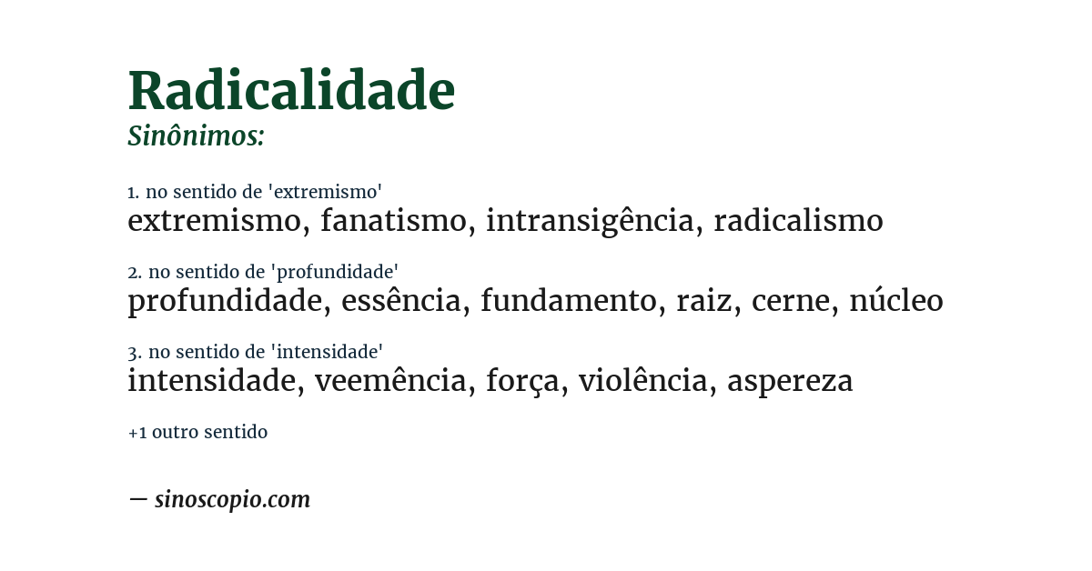 Sinônimo de radicalidade