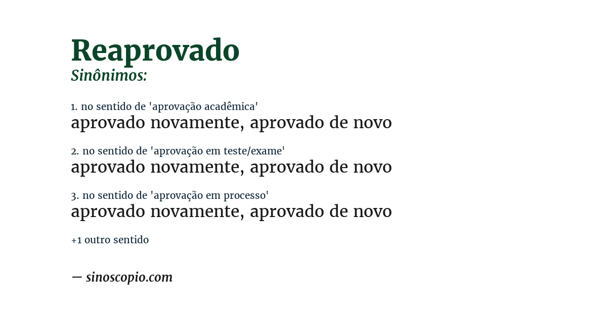 Sinônimo de reaprovado