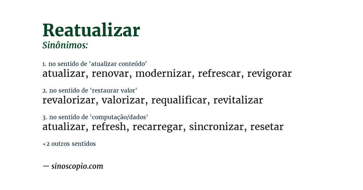 Sinônimo de reatualizar