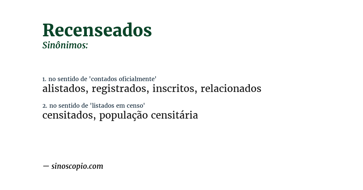 Sinônimo de recenseados