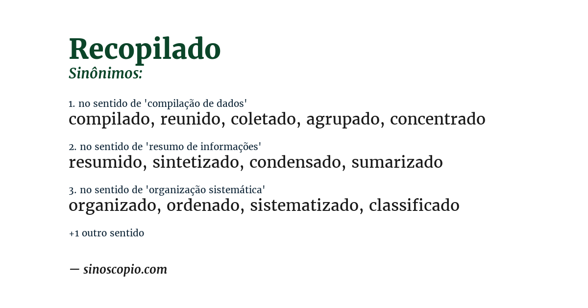 Sinônimo de recopilado