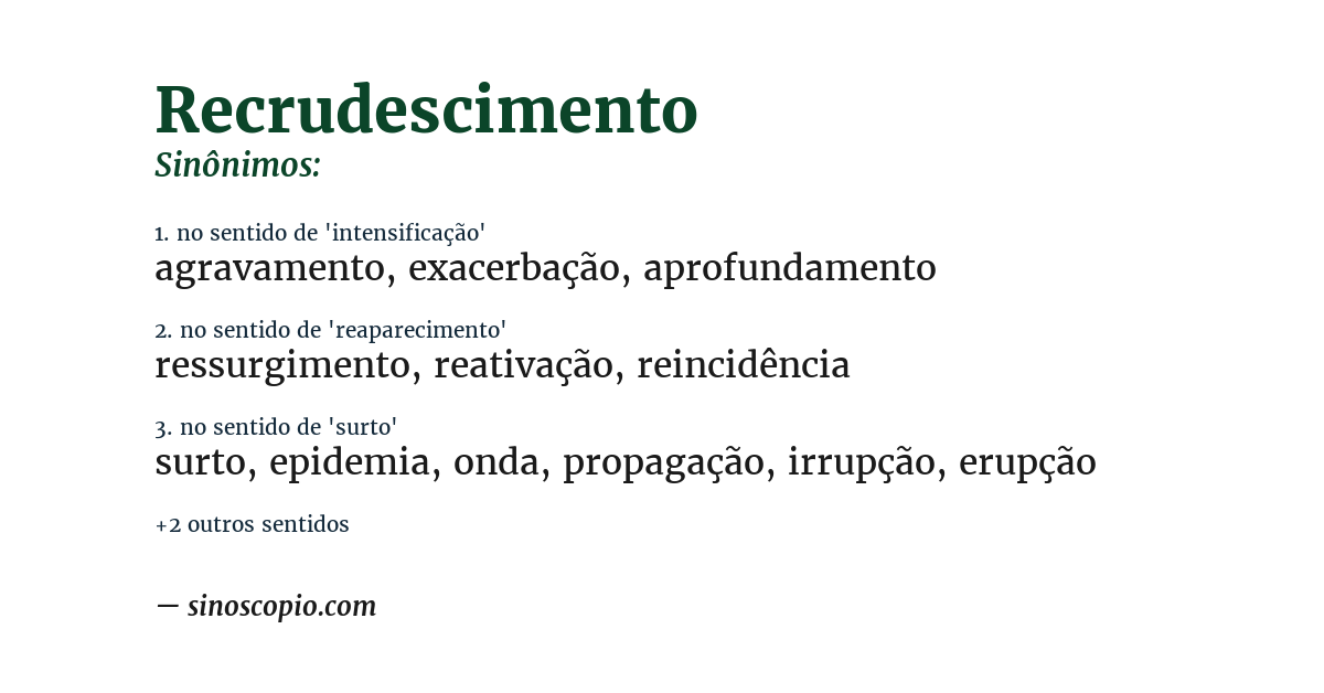 Sinônimo de recrudescimento