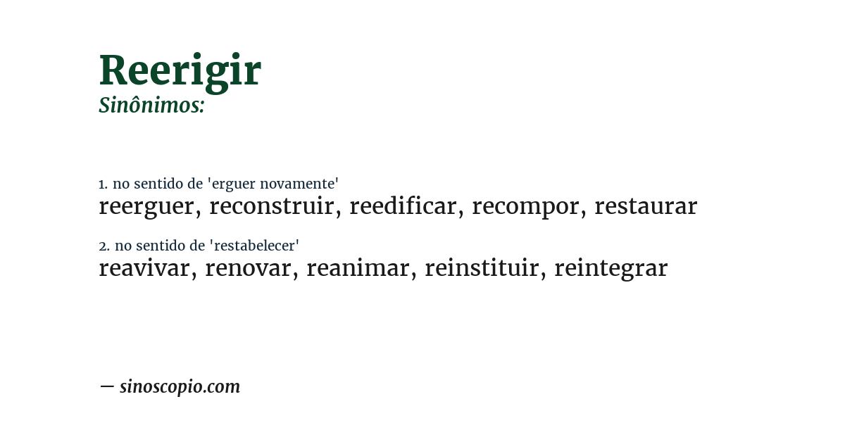 Sinônimo de reerigir