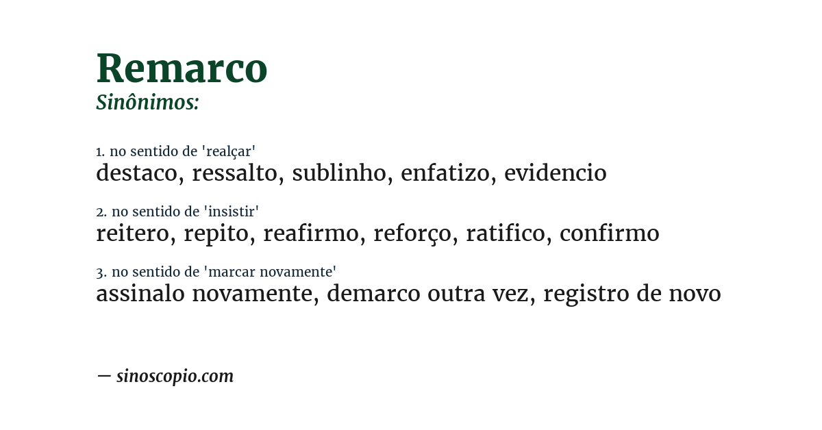 Sinônimo de remarco
