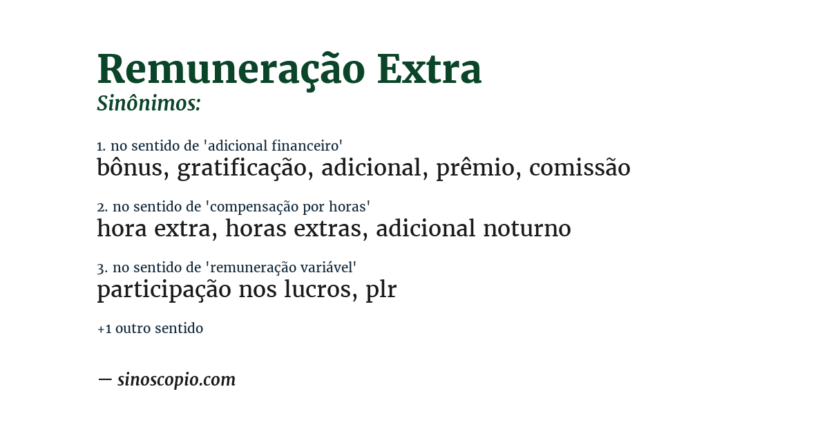 Sinônimo de remuneração extra