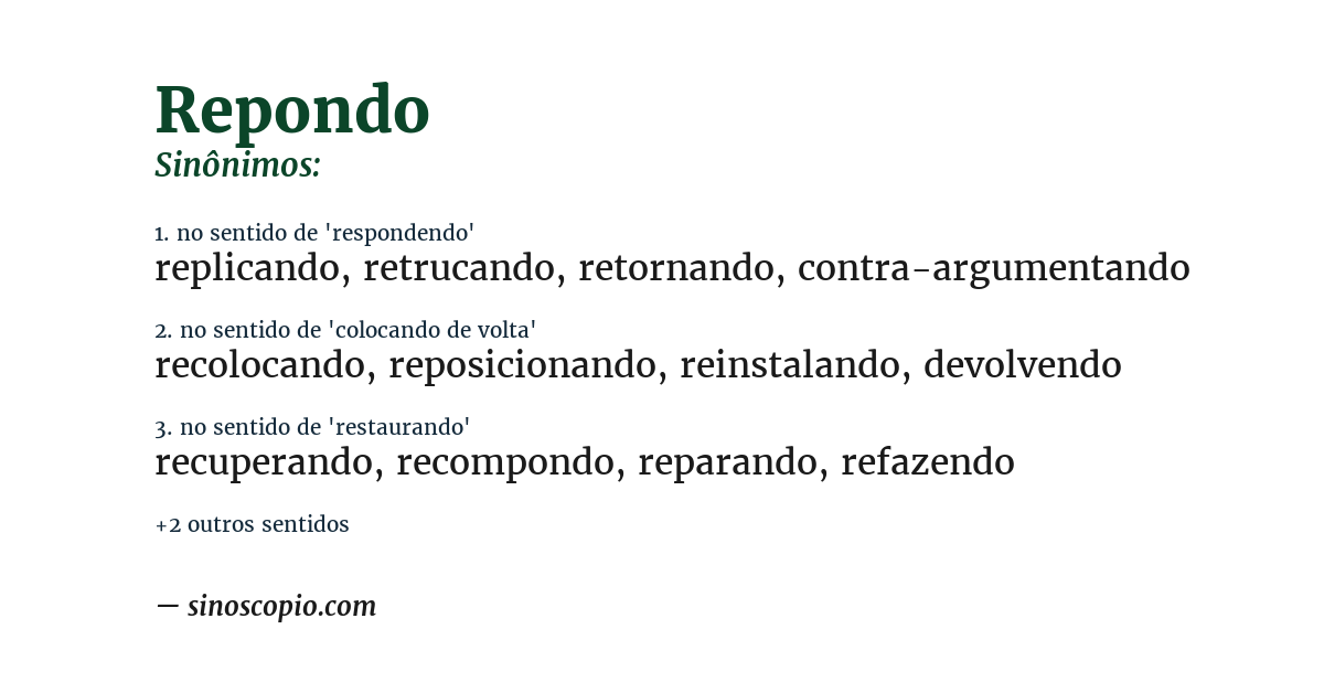 Sinônimo de repondo