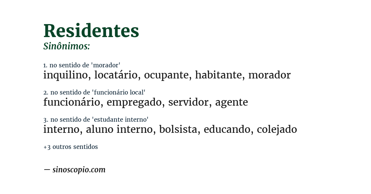 Sinônimo de residentes