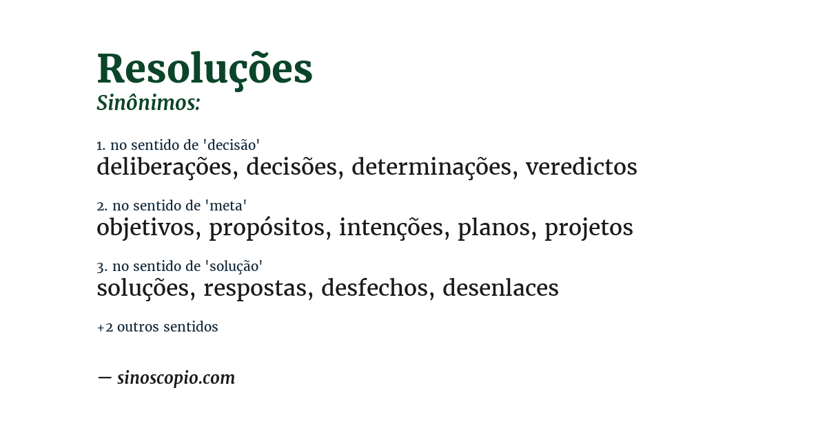 Sinônimo de resoluções