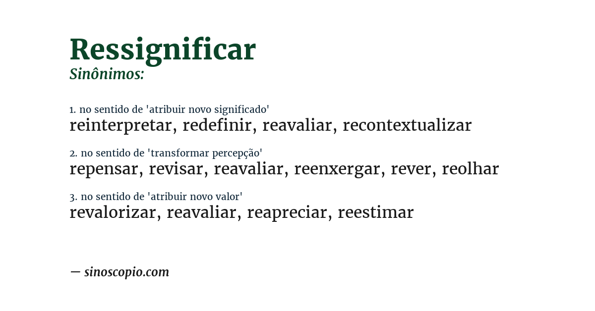 Sinônimo de ressignificar