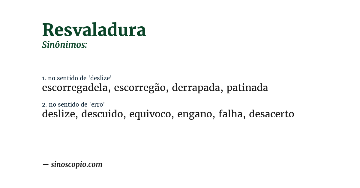 Sinônimo de resvaladura
