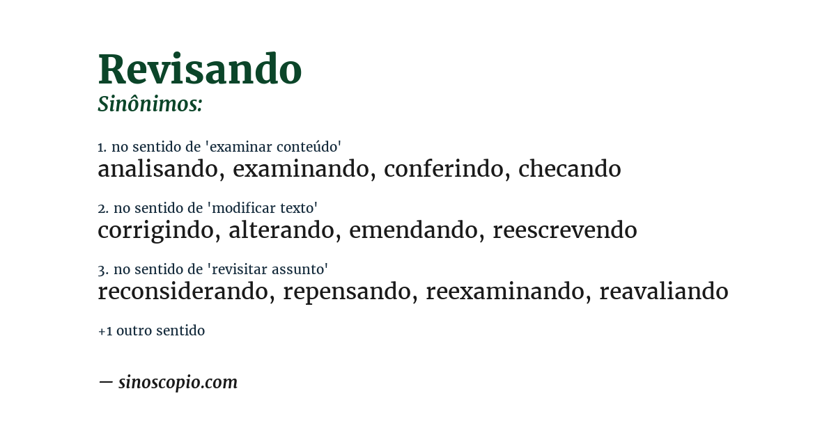 Sinônimo de revisando