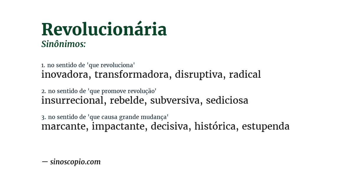 Sinônimo de revolucionária