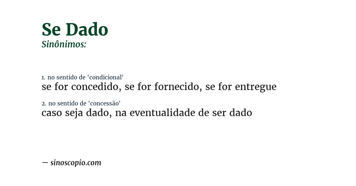 Sinônimo de se dado