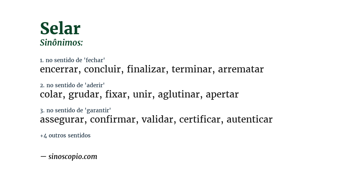 Sinônimo de selar