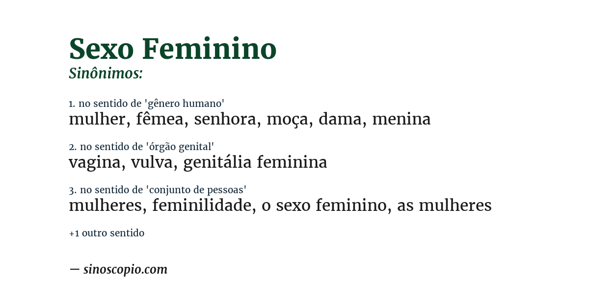 Sinônimo de sexo feminino