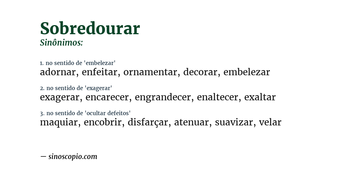 Sinônimo de sobredourar