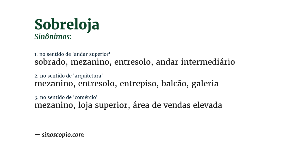 Sinônimo de sobreloja