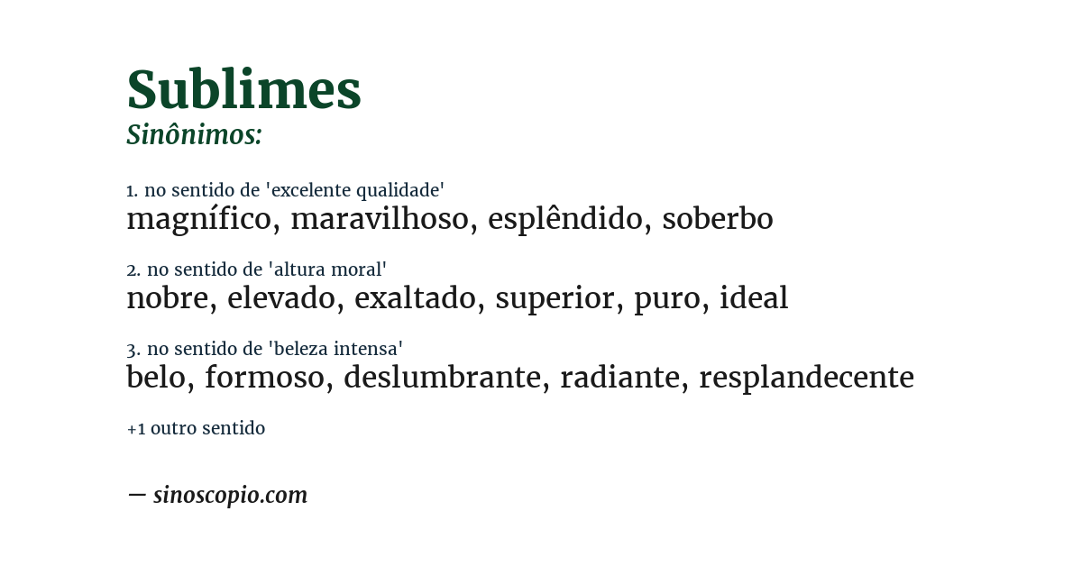 Sinônimo de sublimes