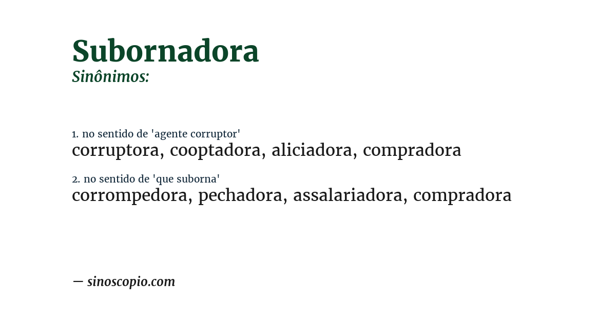Sinônimo de subornadora