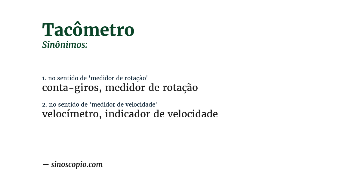 Sinônimo de tacômetro