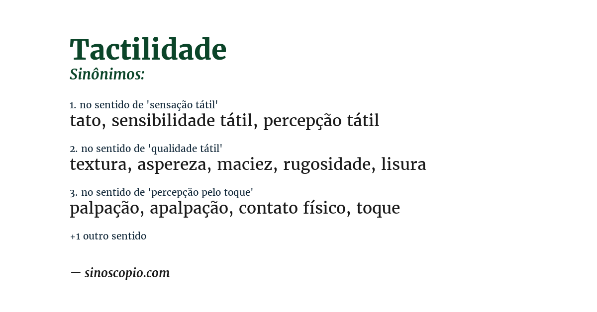 Sinônimo de tactilidade