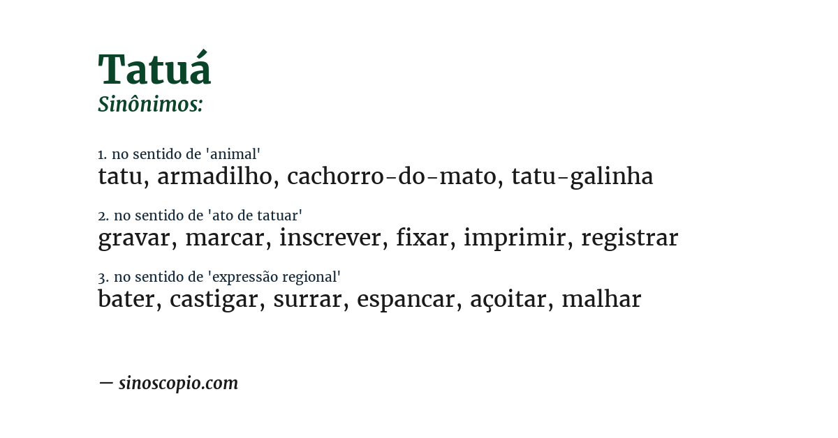 Sinônimo de tatuá