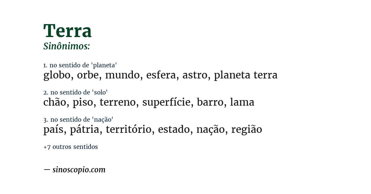 Sinônimo de terra