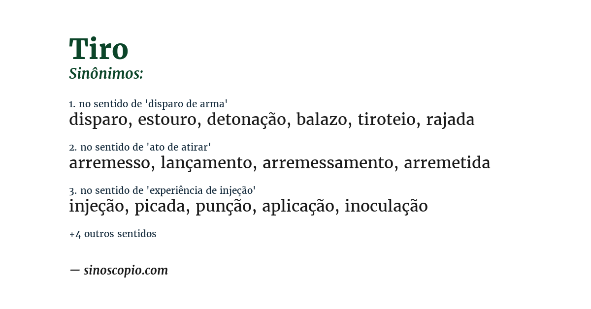 Sinônimo de tiro