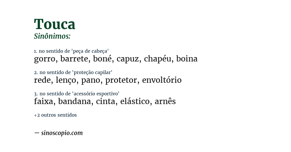 Sinônimo de touca