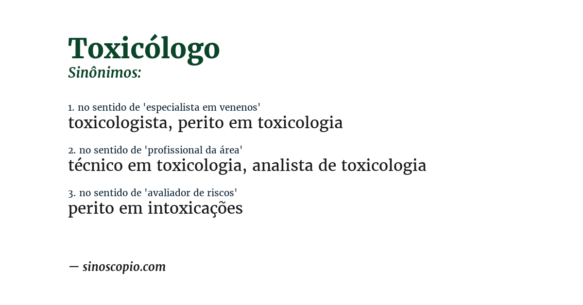 Sinônimo de toxicólogo