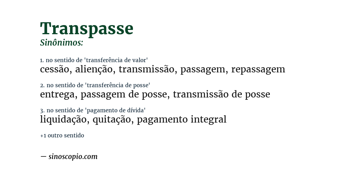 Sinônimo de transpasse