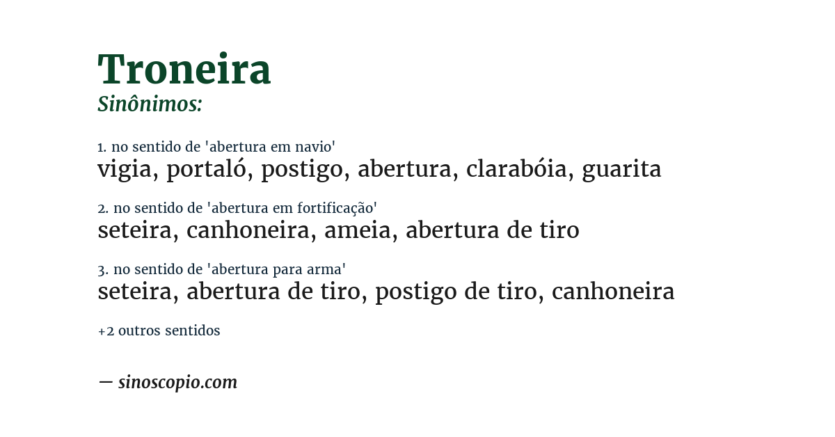 Sinônimo de troneira