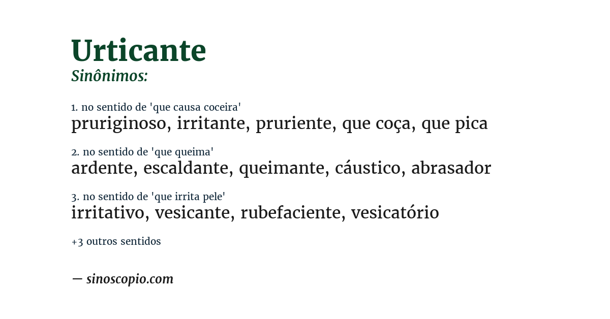 Sinônimo de urticante