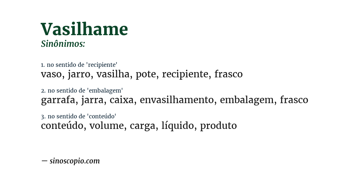 Sinônimo de vasilhame