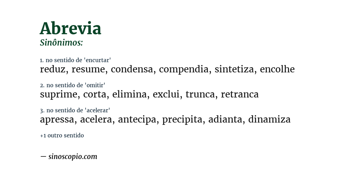 Sinônimo de abrevia