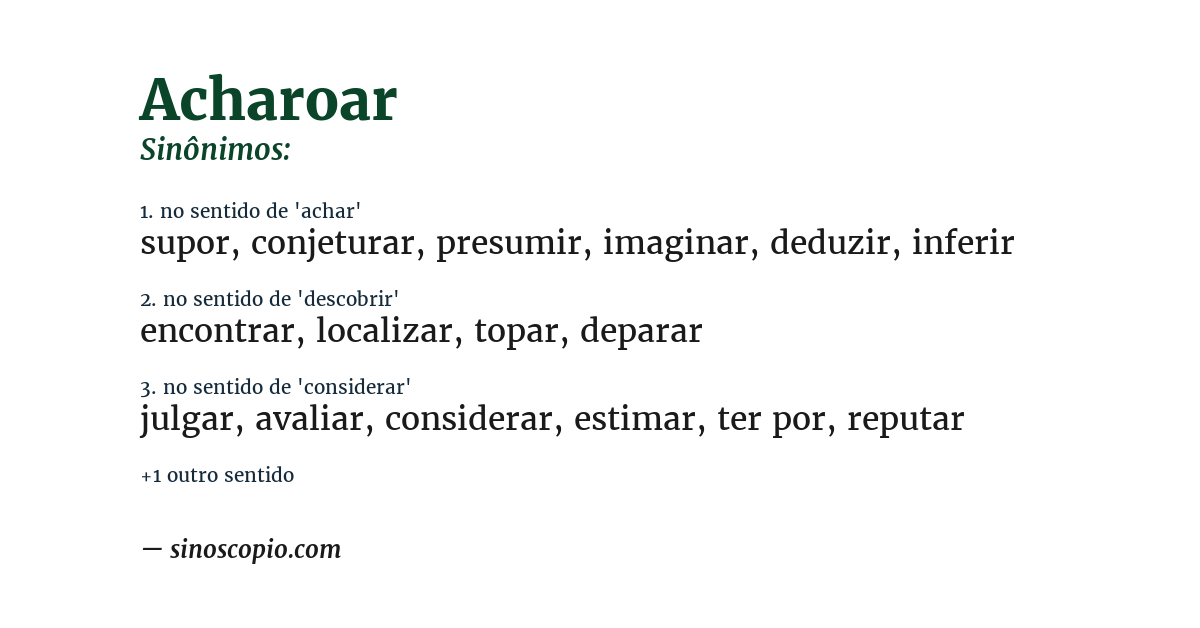 Sinônimo de acharoar