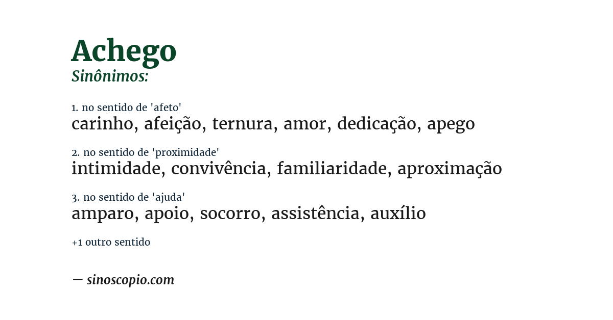 Sinônimo de achego