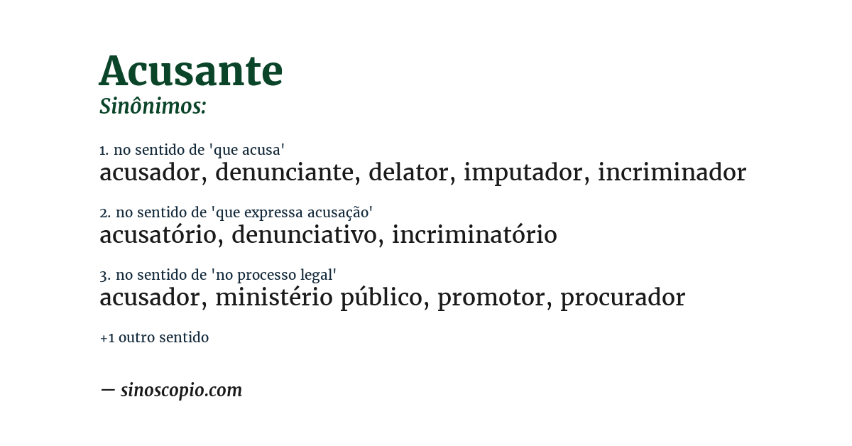Sinônimo de acusante