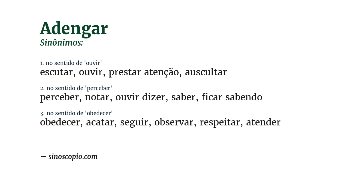 Sinônimo de adengar