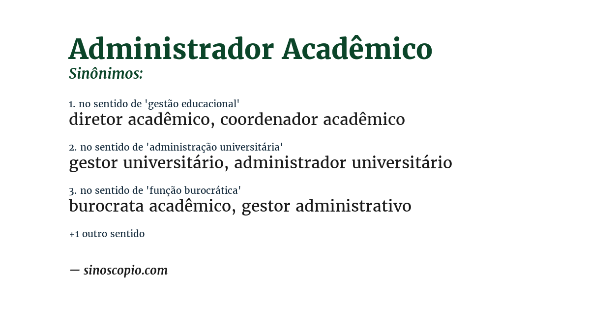 Sinônimo de administrador acadêmico