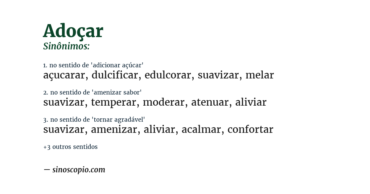 Sinônimo de adoçar
