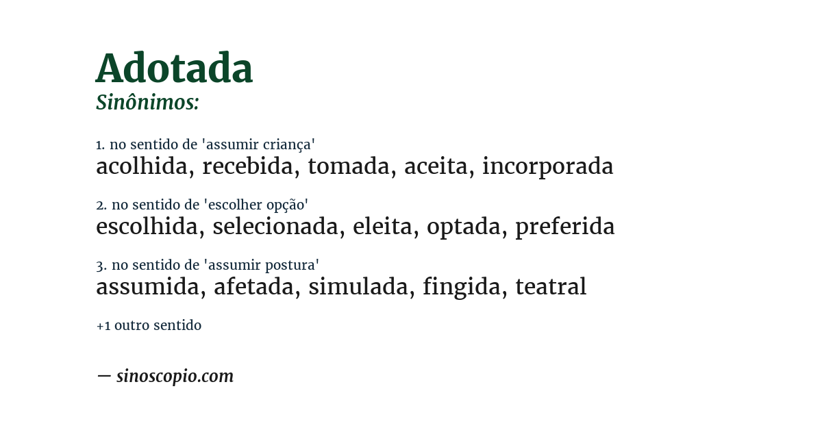 Sinônimo de adotada