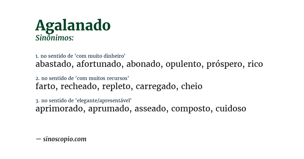 Sinônimo de agalanado