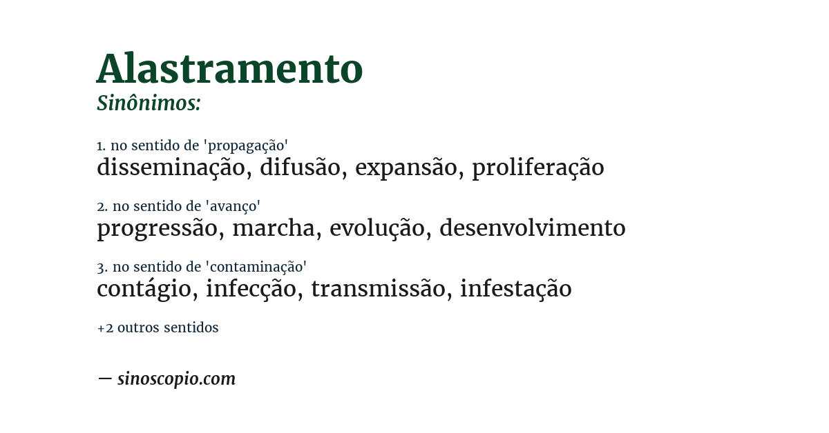 Sinônimo de alastramento