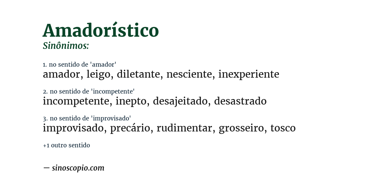 Sinônimo de amadorístico