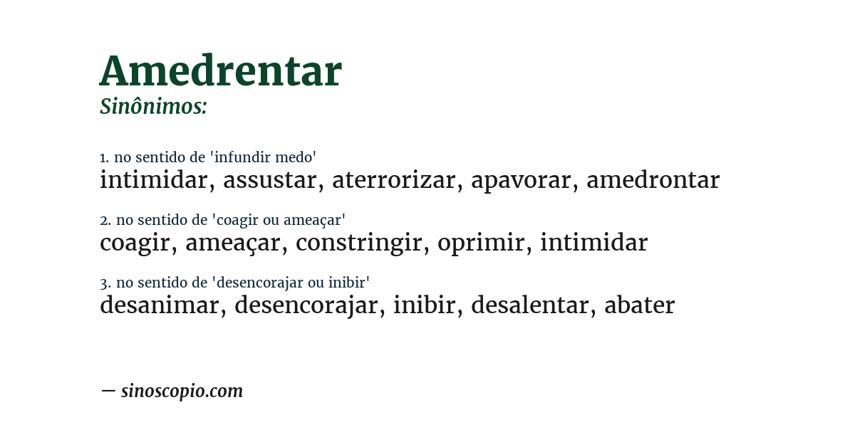 Sinônimo de amedrentar