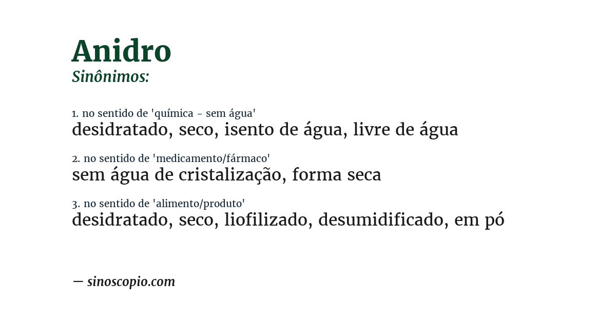 Sinônimo de anidro