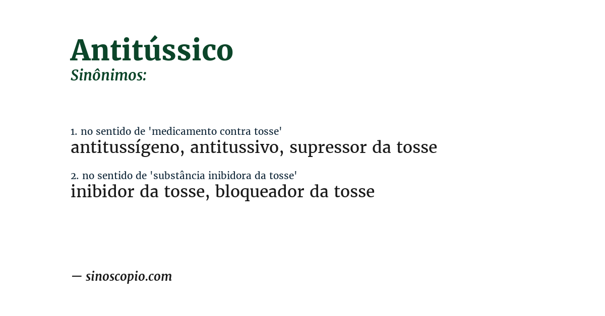 Sinônimo de antitússico